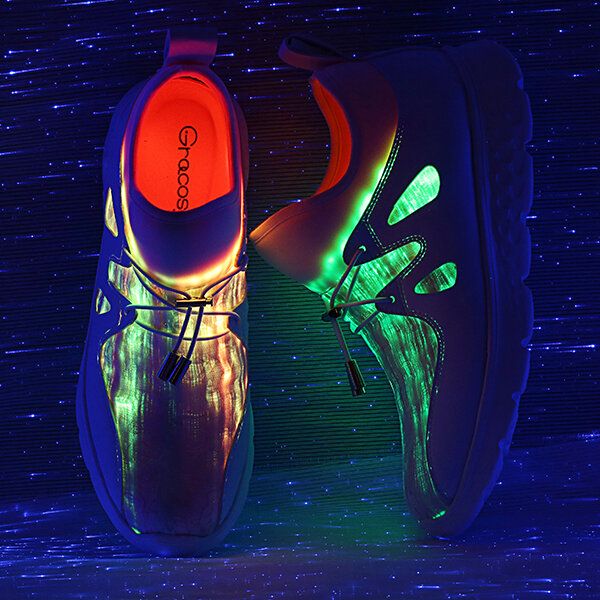 Light Up Skor Usb Laddning Färgglada Led Walking Sneakers