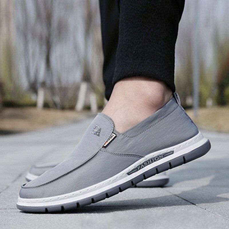 Män Andas Mjuk Sula Ren Färg Slip On Gamla Peking Casual Tygskor