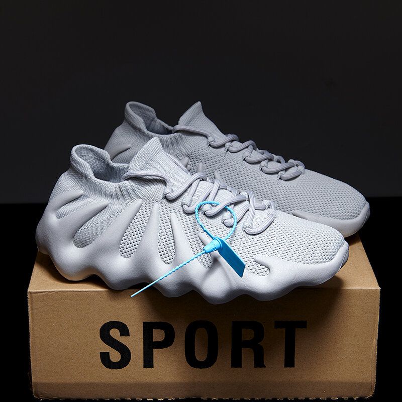 Män Andas Tyg Mjuk Tjock Sula Halkfri Snörning Sport Casual Chunky Sneakers