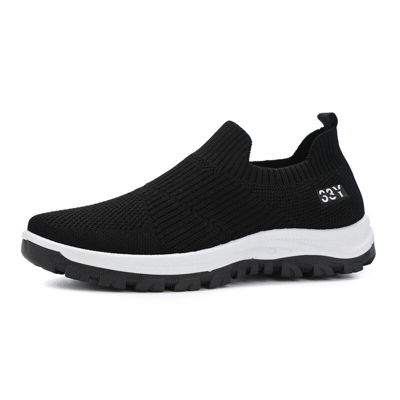 Män Andningsbart Tyg Halkfritt Bekväma Slip On Casual Walking Skor