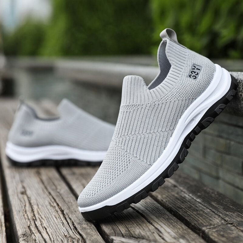 Män Andningsbart Tyg Halkfritt Bekväma Slip On Casual Walking Skor