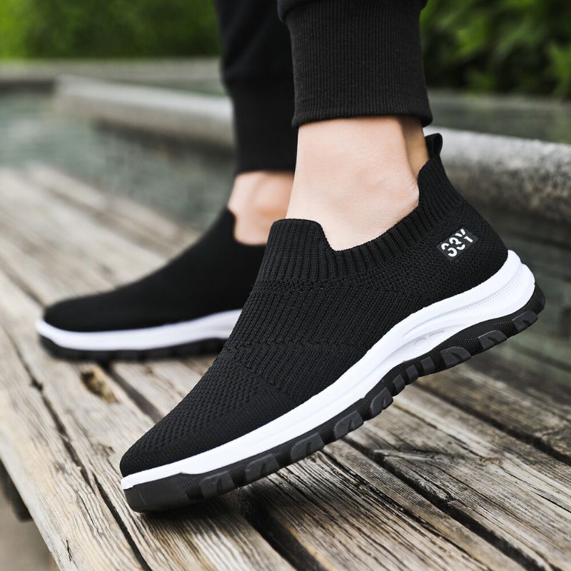 Män Andningsbart Tyg Halkfritt Bekväma Slip On Casual Walking Skor