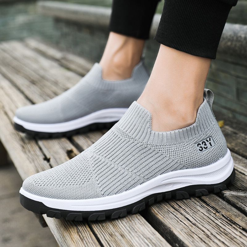 Män Andningsbart Tyg Halkfritt Bekväma Slip On Casual Walking Skor