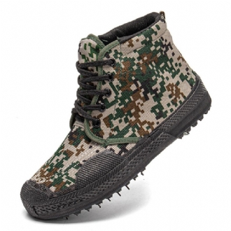 Män Canvas Kamouflagemönster Slitstarkt Andningsgummi Vulkaniserat High-top Liberation Skor Militär Träningsskor Sneakers Sportskor