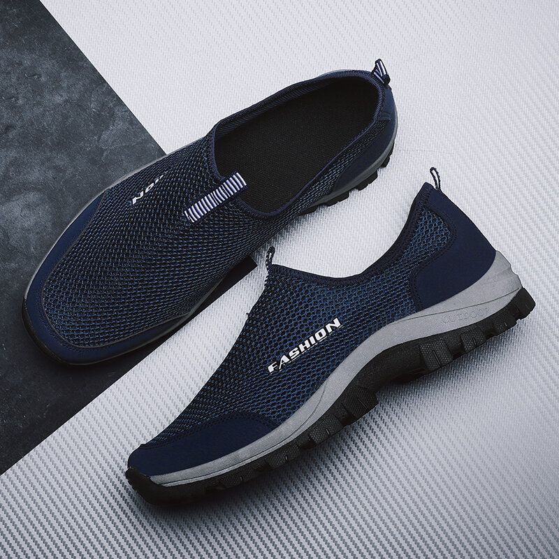 Män Mesh Andas Mjuk Sula Halkfri Bekväm Slip On Outdoor Casual Walking Skor