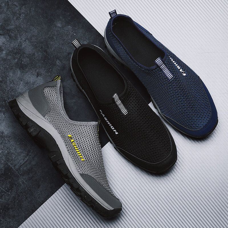 Män Mesh Andas Mjuk Sula Halkfri Bekväm Slip On Outdoor Casual Walking Skor