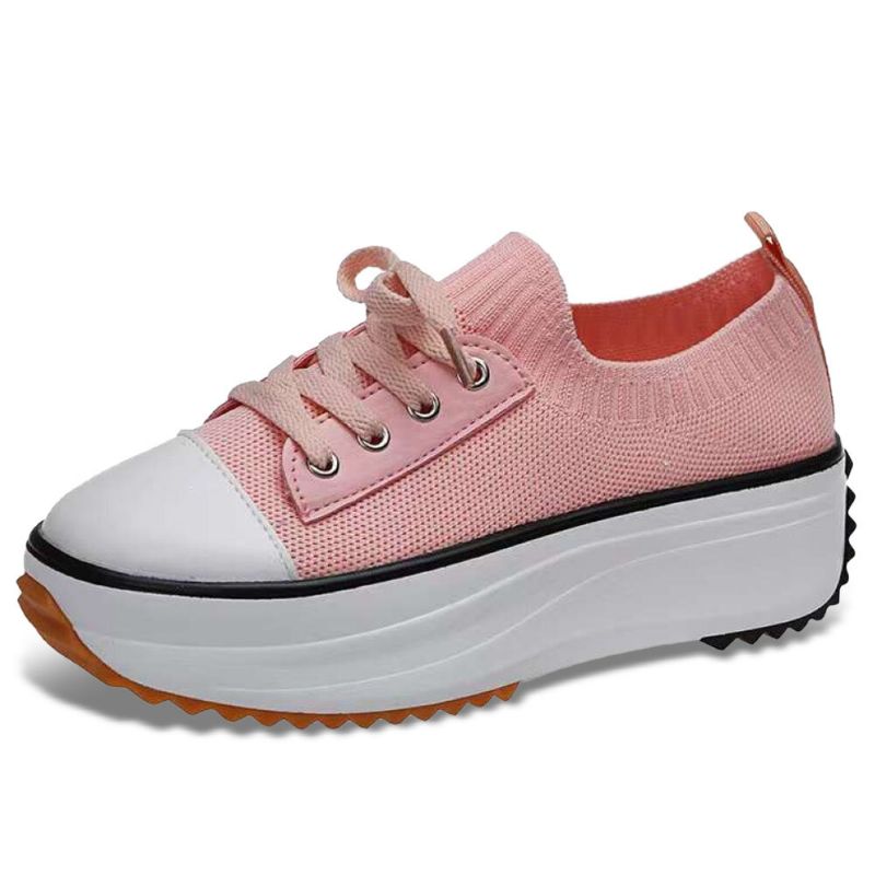 Plus Size Dam Casual Snörning Andas Bekväma Chunky Sneakers