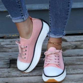 Plus Size Dam Casual Snörning Andas Bekväma Chunky Sneakers