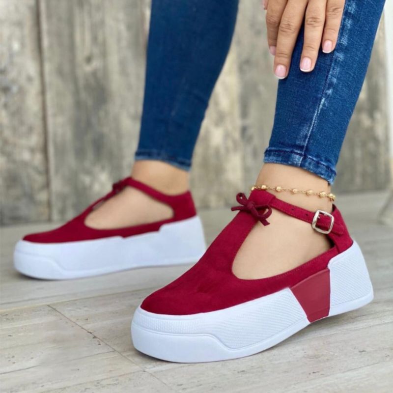 Stor Storlek Dam Casual Fashion Hasp Comfy Platform Sneakers