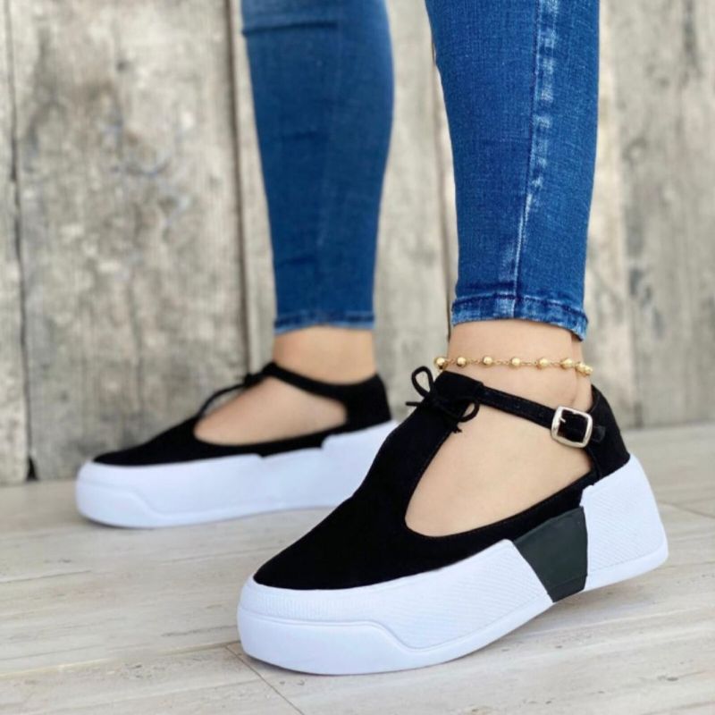 Stor Storlek Dam Casual Fashion Hasp Comfy Platform Sneakers