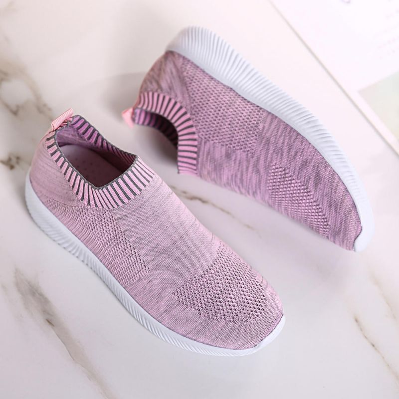 Stor Storlek Dam Mesh Andas Slip On Casual Skor