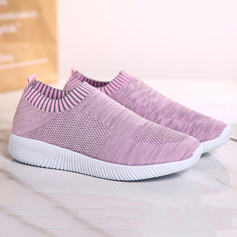 Stor Storlek Dam Mesh Andas Slip On Casual Skor