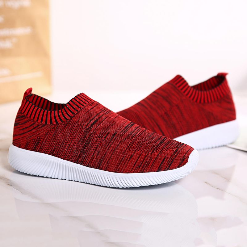 Stor Storlek Dam Mesh Andas Slip On Casual Skor