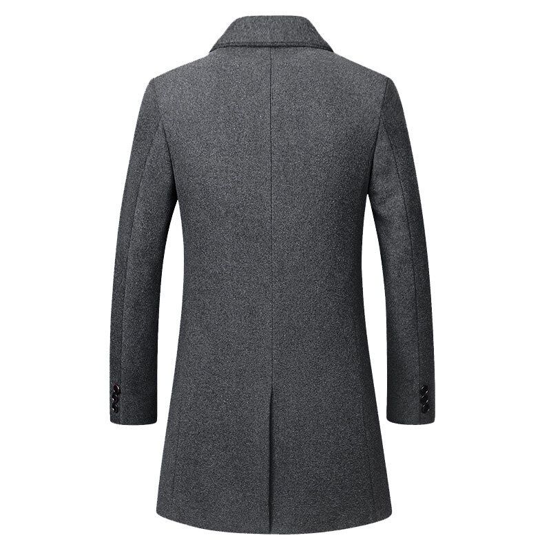 Business Casual Trenchcoat I Ylle För Män Medelång Enkelknäppt Slim Fit-kappa