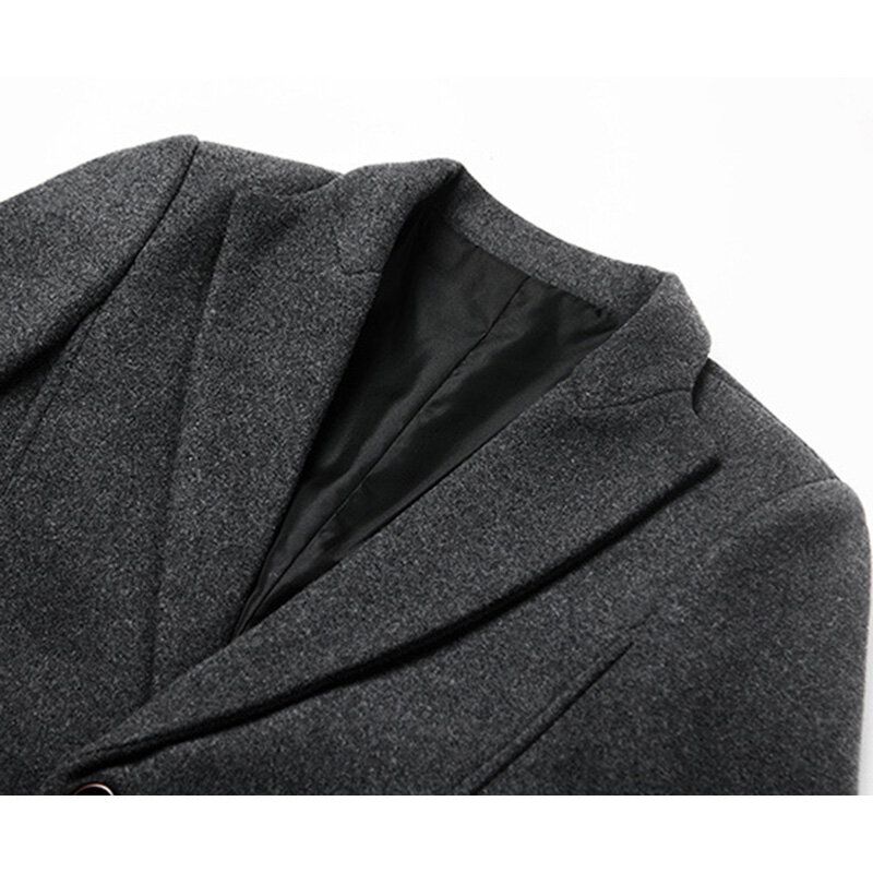 Business Casual Trenchcoat I Ylle För Män Medelång Enkelknäppt Slim Fit-kappa