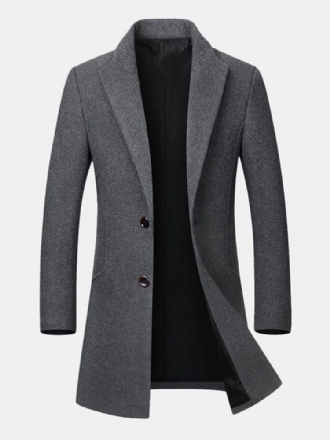 Business Casual Trenchcoat I Ylle För Män Medelång Enkelknäppt Slim Fit-kappa