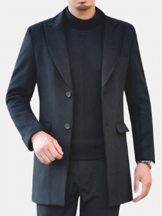 Män Vinter Varm Bomull Vadderad Slim Mid Long Trench Coat