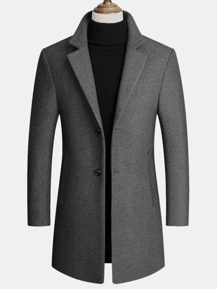 Ullblandningar För Män Mellanlånga Kappor Business Casual Trenchcoats I Ull