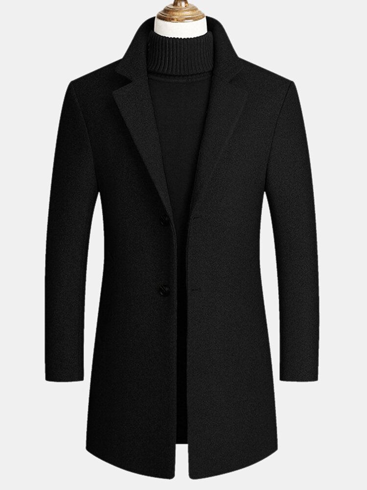 Ullblandningar För Män Mellanlånga Kappor Business Casual Trenchcoats I Ull