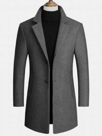 Ullblandningar För Män Mellanlånga Kappor Business Casual Trenchcoats I Ull