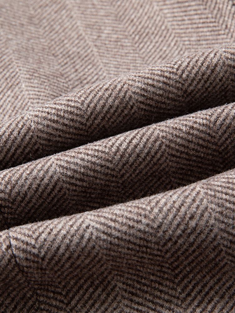 Warm Thicken Solid Color Pocket Business Enkelknäppta Trenchcoats För Män