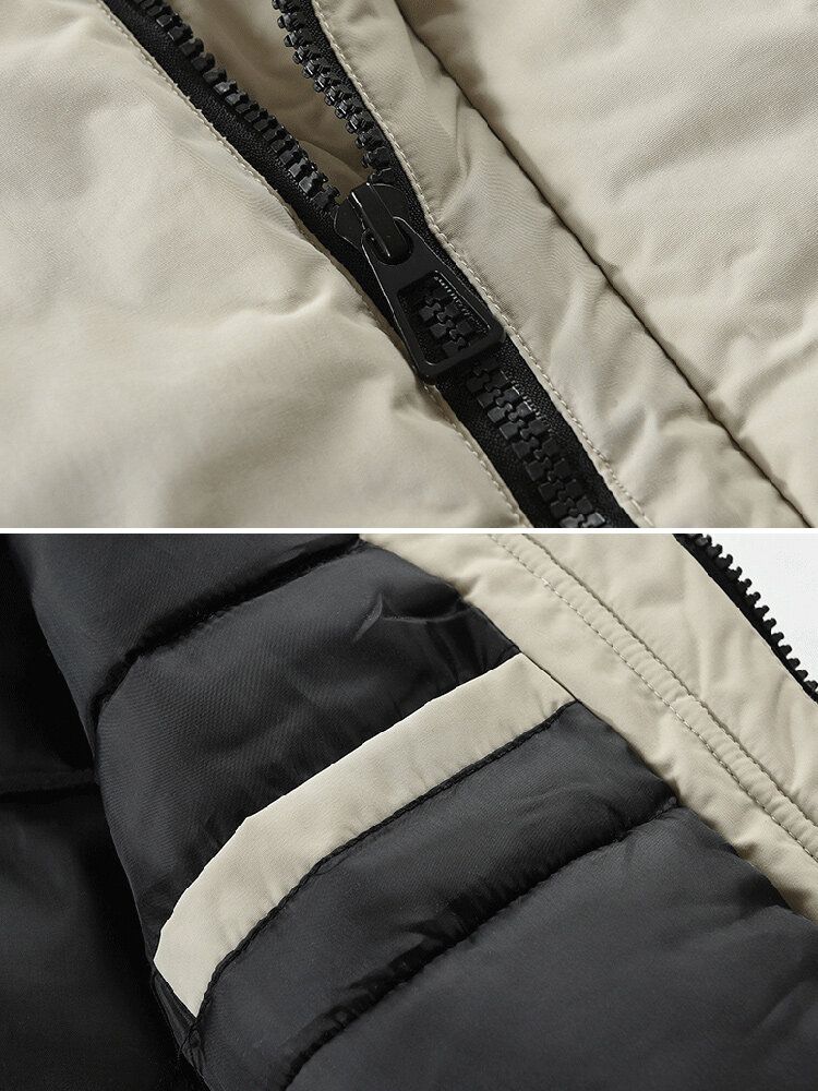 Vinter Thicken Zip Up För Män Medelång Päls Luva Varm Dunjacka