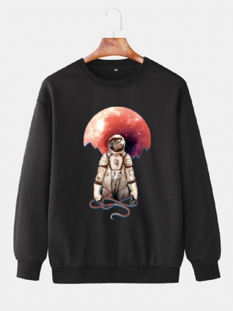 Astronauttryck För Män Med Rund Hals Och Långärmad Casual Sweatshirts