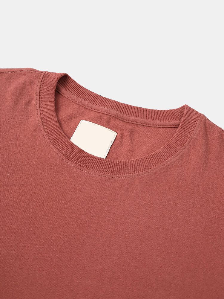 Bomullsetikett För Män Med Rund Hals Långärmad Basic T-shirts