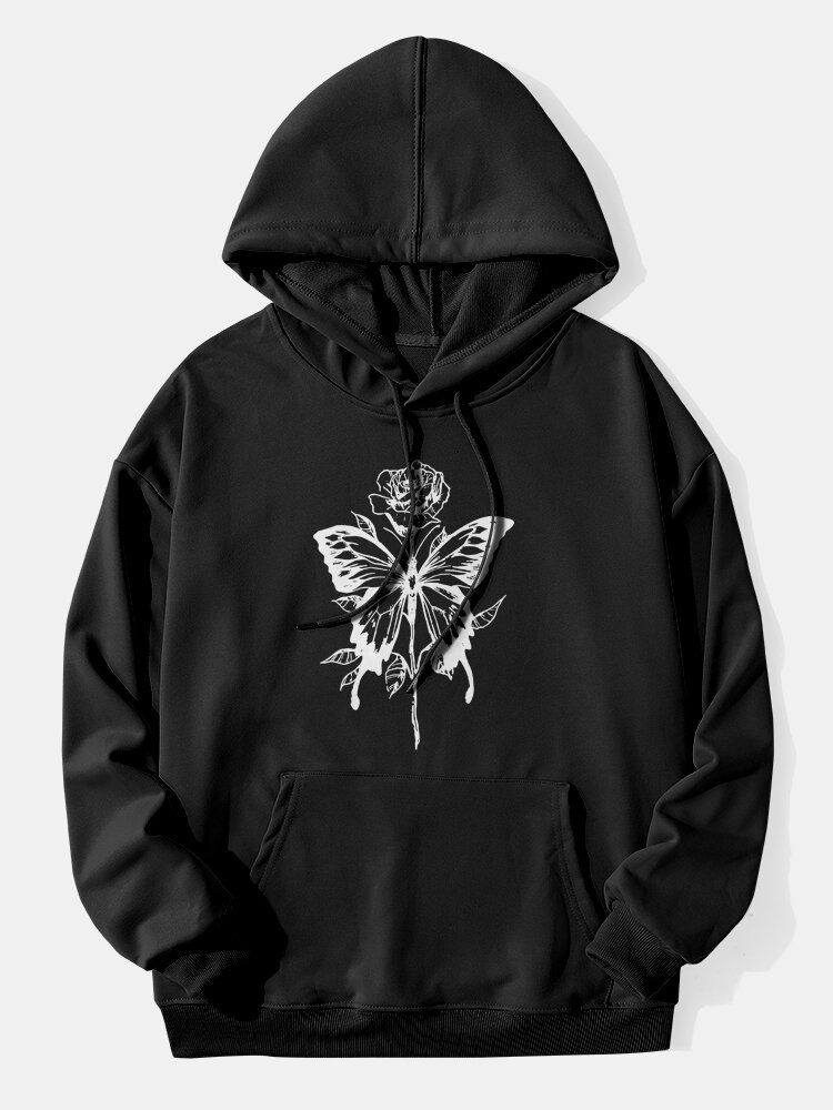 Casual Butterfly Cartoon Hoodies För Män