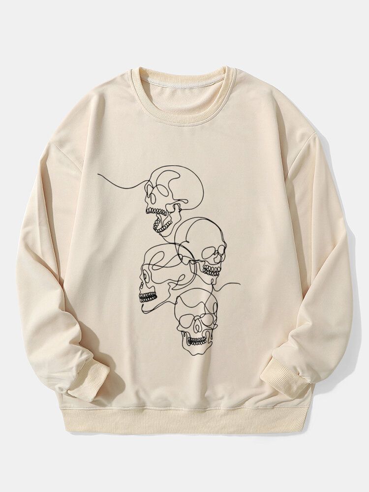 Casual Halloween Sketelon Cartoon Sweatshirt För Män