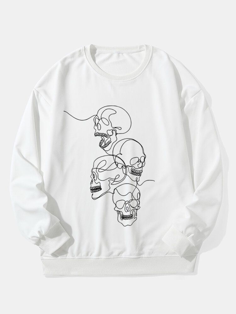 Casual Halloween Sketelon Cartoon Sweatshirt För Män