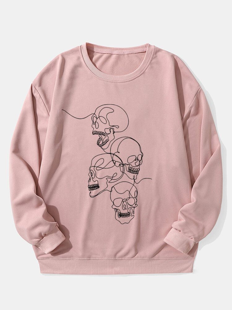 Casual Halloween Sketelon Cartoon Sweatshirt För Män