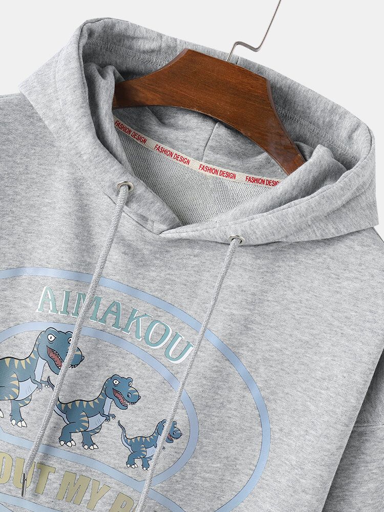 Dinosaurieslagord För Män Grafiskt Tryck Casual Hoodie Med Dragsko