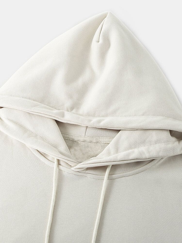 Du Bestämmer Män Tryck Leendemönster Pocket Preppy Drop Shoulder Hoodies