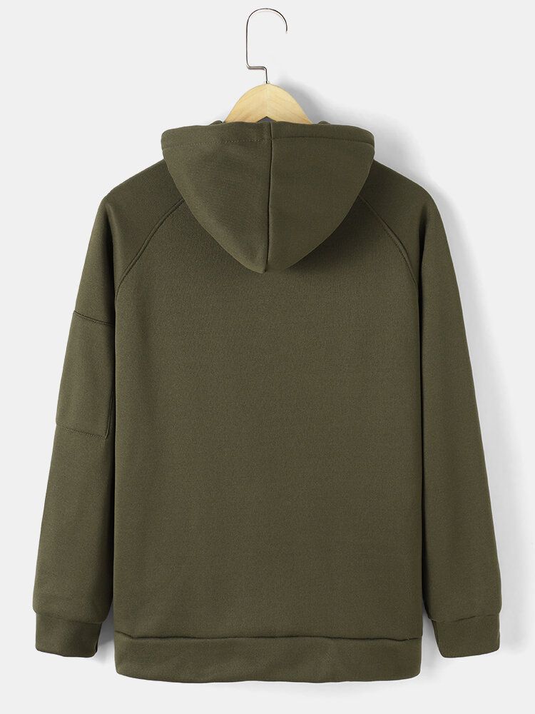 Enfärgad Herr Basic Style Dragkedja Ärm Fickdetaljer Casual Hoodie