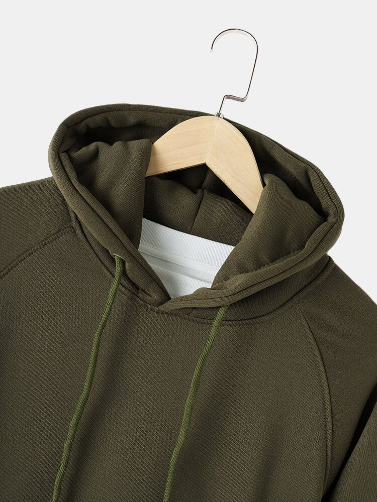 Enfärgad Herr Basic Style Dragkedja Ärm Fickdetaljer Casual Hoodie