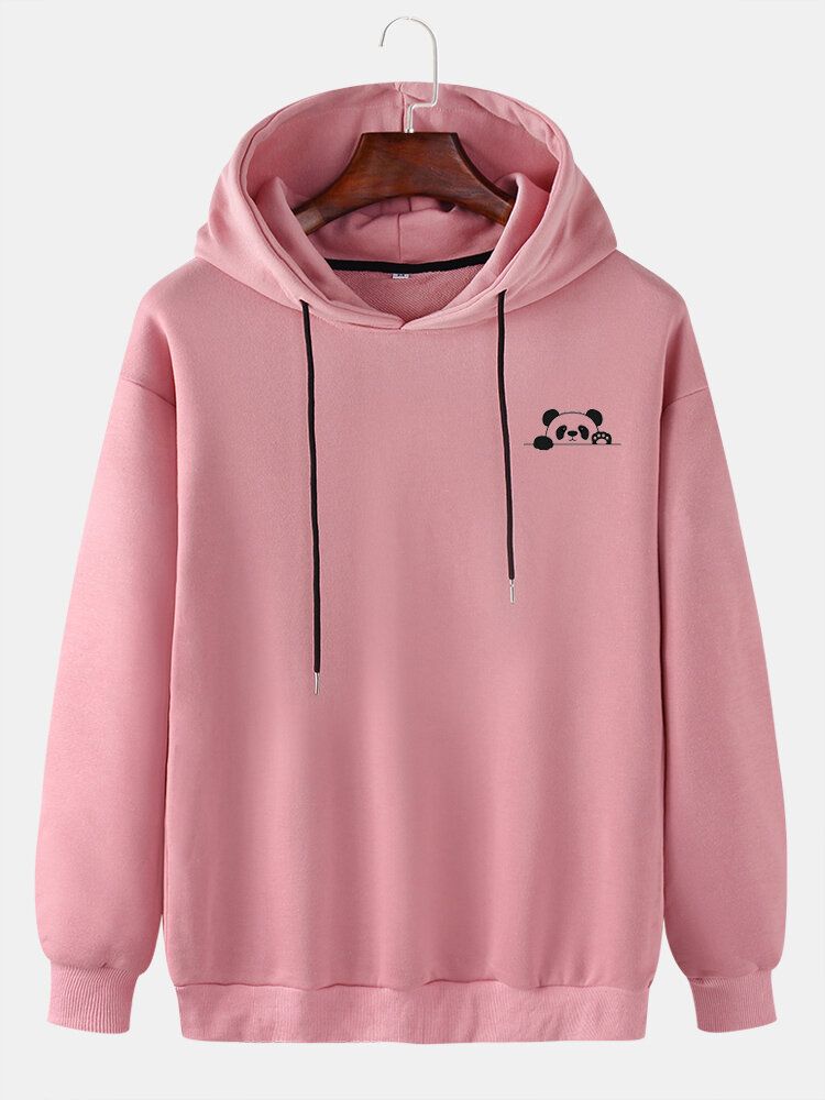 Enfärgad Herr Söt Panda Dragsko Lös Casual Hoodie