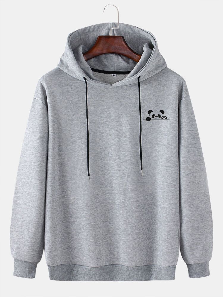 Enfärgad Herr Söt Panda Dragsko Lös Casual Hoodie