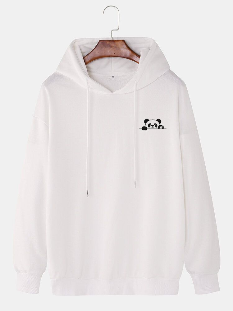 Enfärgad Herr Söt Panda Dragsko Lös Casual Hoodie