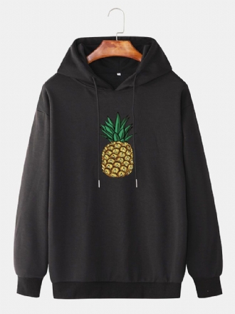 Enkelt Ananastryck För Män Långärmade Casual Hoodies