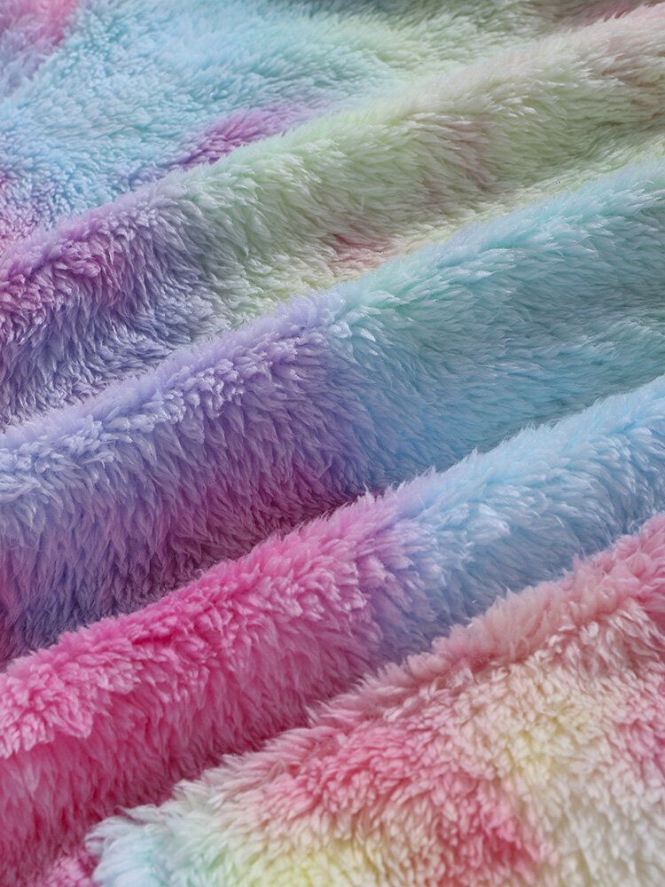 Färgglad Tie Dye Plysch Långärmad Fluffig Luvtröja För Män Med Ficka