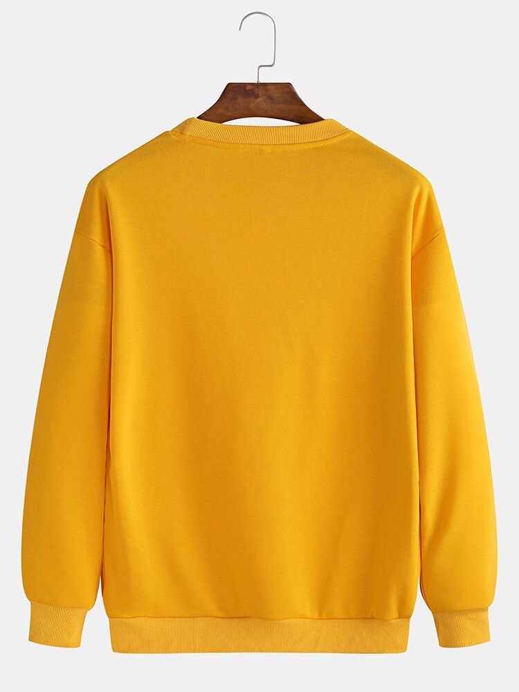 Färgglada Planettryck För Män Med Rund Hals Casual Drop Shoulder Sweatshirts