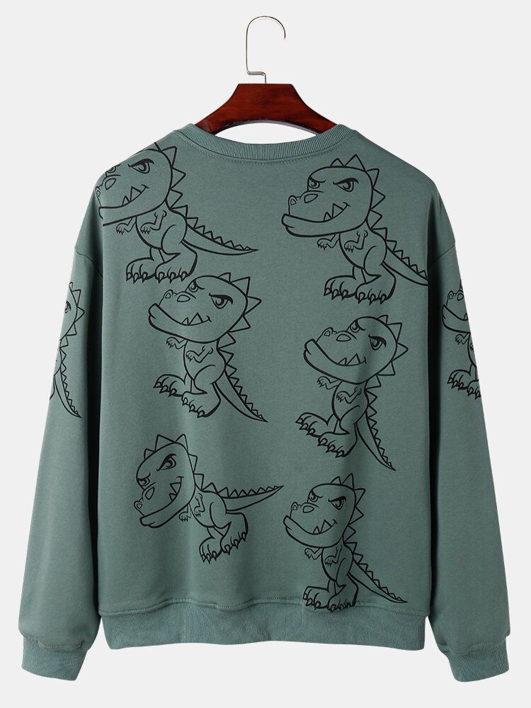 Graffiti Dinosaurietryck För Herrtröja Drop Shoulder Street Sweatshirts