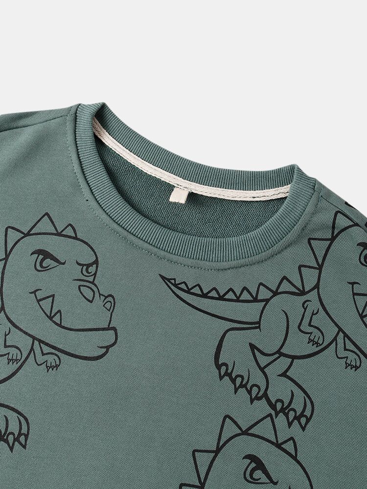 Graffiti Dinosaurietryck För Herrtröja Drop Shoulder Street Sweatshirts