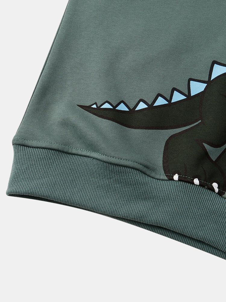 Graffiti Dinosaurietryck För Herrtröja Drop Shoulder Street Sweatshirts