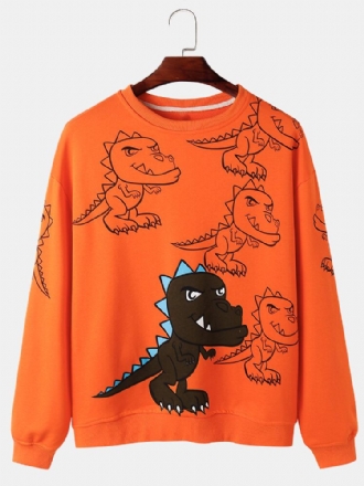 Graffiti Dinosaurietryck För Herrtröja Drop Shoulder Street Sweatshirts