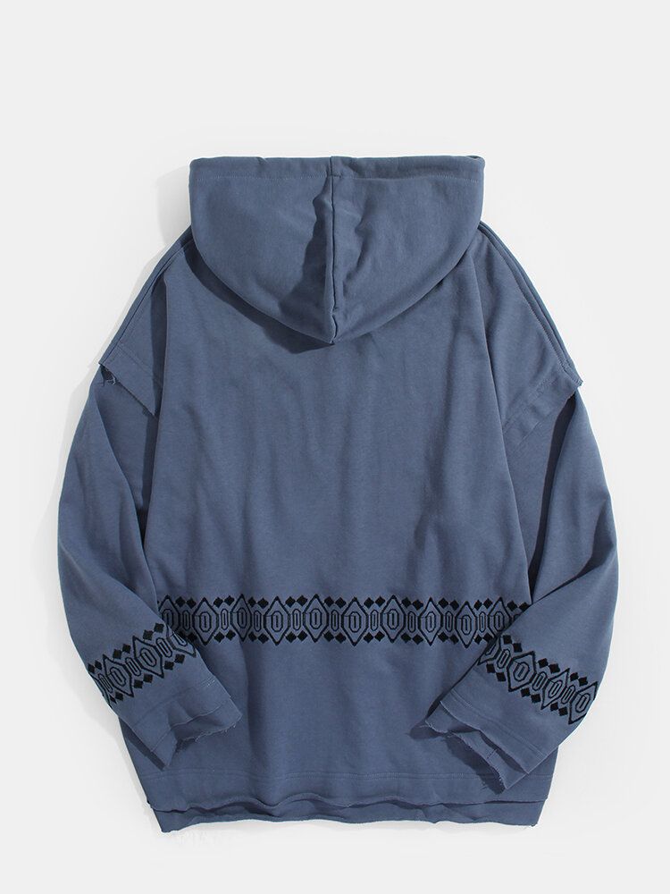 Grafisk Broderi Lapptäcke För Män Faux Twinset Simple Hoodies