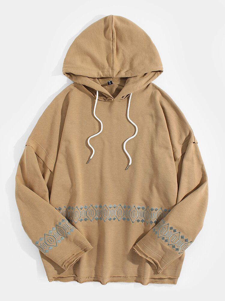 Grafisk Broderi Lapptäcke För Män Faux Twinset Simple Hoodies