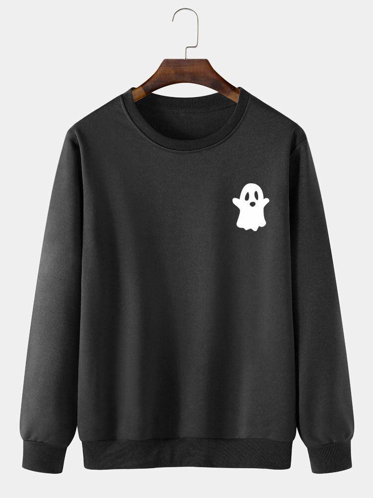 Halloween Devil Pattern Solid Casual Sweatshirt För Män