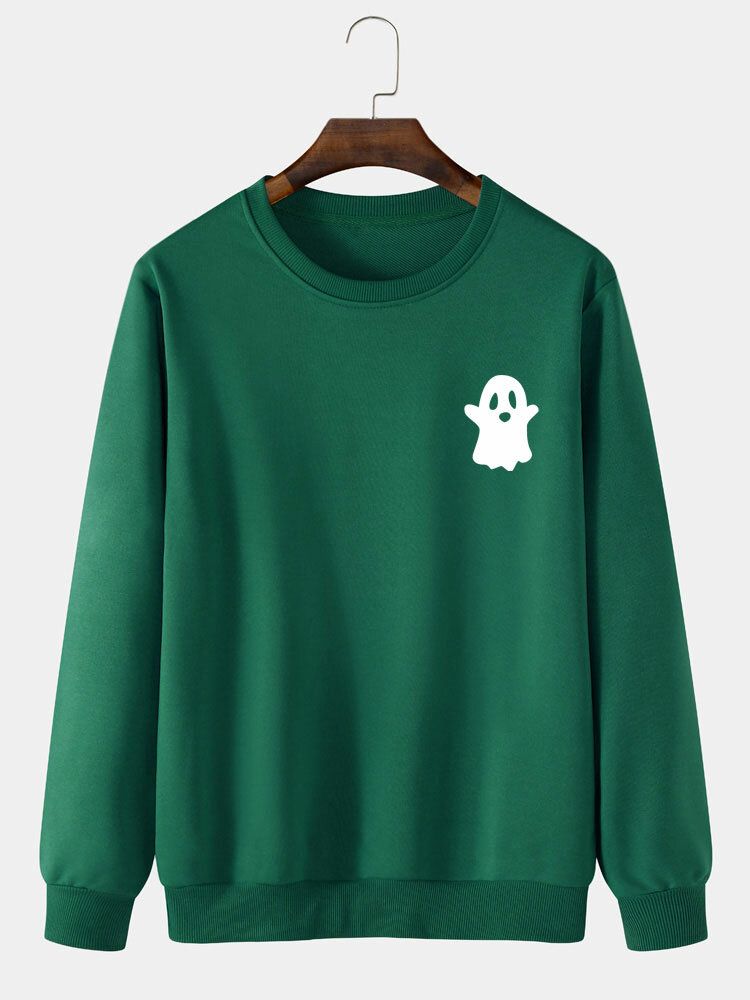 Halloween Devil Pattern Solid Casual Sweatshirt För Män